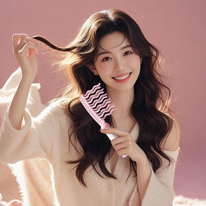 Peine de masaje con cojín de aire, de dientes ondulados y grandes, antiestático, de plástico, para uso diario en el hogar para mujeres. - Product Image 3