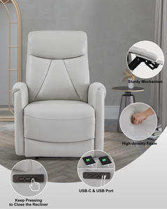 Sillón Reclinable de Gravedad Cero <span class=keywords><strong>MANWAH</strong></span>, Eléctrico, de Cuero Genuino, con Reposacabezas Eléctrico y Puerto USB-C para Sala de Estar - Product Image 4