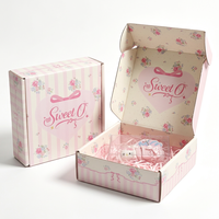 Boîte cadeau rose personnalisée avec logo imprimé, boîte d'expédition pliable en carton ondulé pour vêtements de boutique, bijoux, emballage postal