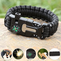 Bracelet de survie multifonctionnel en gros avec boucle de démarrage de feu et boussole, style tressé pour l'extérieur