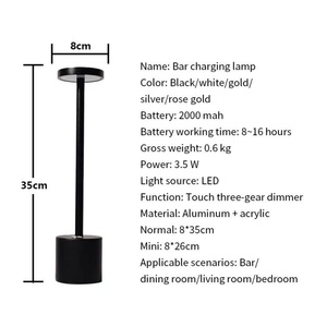 Lampe de bureau LED moderne à 3 niveaux de luminosité tactile, sans fil, rechargeable, pour la maison, le bureau et l'hôtel, design d'abat-jour original - Product Image 5