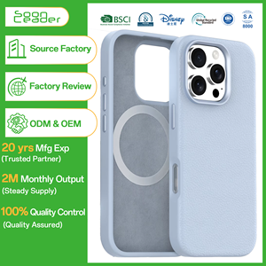 Soonleader Hot Force Vente Chaude PU Cuir + <span class=keywords><strong>Silicone</strong></span> Pare-chocs Magnétique Sans Fil Charge Mobile Téléphone Cas pour iPhone 16 Pro Max - Product Image 1