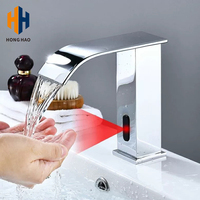 Robinet mitigeur automatique sans contact à capteur, chrome, style classique moderne, pour évier, eau froide, faible débit