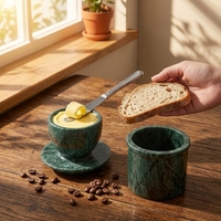 Offre Spéciale : Pot à Beurre et Couteau à Fromage Multifonctionnel en Marbre, Style Nordique Tendance, Fait Main et Écoresponsable