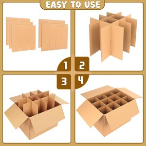 Boîtes de <span class=keywords><strong>déménagement</strong></span> recyclables avec séparateurs en carton <span class=keywords><strong>pour</strong></span> l'emballage de verrerie à vin et de <span class=keywords><strong>vaisselle</strong></span>, gaufrage et pelliculage mat, couleur et taille personnalisées - Product Image 2