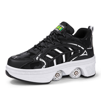 Logo personnalisé Vente en gros Chaussures de patins à roulettes pour enfants à 4 roues Baskets de course à pied respirantes à double rangée populaires