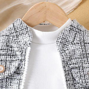 Ensemble de vêtements pour filles <span class=keywords><strong>d</strong></span>'automne et <span class=keywords><strong>d</strong></span>'<span class=keywords><strong>hiver</strong></span>, pull en tricot à manches longues, jupe courte à carreaux, chapeau - Tenue 3 pièces pour petite fille - Product Image 5