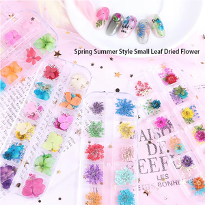 12 Rejilla <span class=keywords><strong>en</strong></span> caja Primavera Verano Estilo 3D Nail Sticker Decoraciones Hoja pequeña Flor seca Prensada <span class=keywords><strong>en</strong></span> Nail Art Charm - Product Image 4