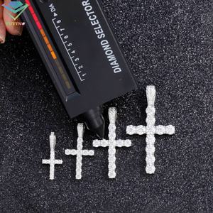 จี้พร้อมส่ง ขนาด 3 มม. 4 มม. 5 มม. เพชรโมอิสซาไนต์ VVS เงินแท้ 925 จี้รูปไม้กางเขน สำหรับผู้ชายสไตล์ฮิปฮอป - Product Image 3