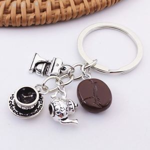 LLavero de café creativo para cocinar, taza de café, máquina de café portátil, tetera, comida, llaveros de Metal, accesorios de postre de la tarde, regalo - Product Image 2