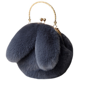 Bolso de Hombro Cruzado de Cadena para Mujer, con Orejas de Conejo de Peluche, Lindo y a la Moda, Bolso Esponjoso para Niña, Tanjing - Product Image 5