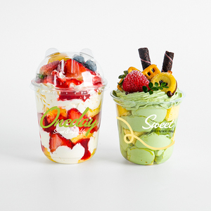 Tùy chỉnh ly nhựa 250ml Mousse bánh pudding <span class=keywords><strong>cup</strong></span> kem dùng một lần hình chữ U Pet cốc nhựa - Product Image 3