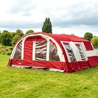Tente tunnel gonflable rouge et blanche pour 8 personnes, grande tente de camping familiale, imperméable et résistante au vent, tente d'extérieur