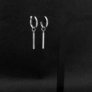 Boucles d'oreilles pendantes géométriques simples, style hip-hop punk, plaqué argent, unisexe, bijoux tendance, vente en gros - Product Image 4