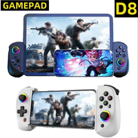 Nouvelle Manette de Jeu Télescopique D8 pour Téléphone Portable avec Lumière RGB, Contrôleur Sans Fil Bluetooth, Joystick Extensible pour Android, iPhone, Switch et PS4