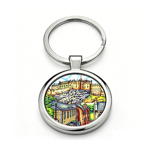 Llavero Redondo de Metal con Diseño de Castillo de Dibujos Animados, Aleación de Zinc, Impresión Digital, Recuerdo, Regalo - Product Image 6