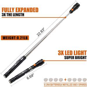 Regali di natale Telescoping magnete torcia elettrica per gli uomini magnetico Pickup strumento con 3 luci LED - Product Image 4