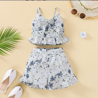 Ensemble chemise à fleurs et short assorti pour bébé fille, vêtements d'été tendance pour enfants, vente en gros, précommande