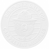 Plaque Métallique Ronde Vintage Smokey Bear Prévention Incendies Imprimée UV Style Rustique Décoration Murale Amusante pour Atelier ou Man Cave