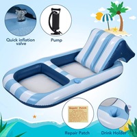 Grande chaise longue gonflable de taille adulte avec appui-tête et porte-gobelet flotteurs de piscine pour la natation et les divertissements aquatiques sur la plage/le lac