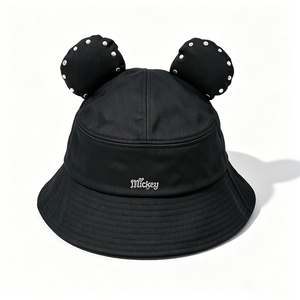 Chapeau Bob avec Oreilles de Souris 3D Mignonnes, Brodé Noir, Chapeau de Soleil Dessin Animé Kawaii, Casquette de Pêcheur Unisexe pour Activités Décontractées en Extérieur - Product Image 2