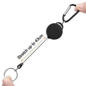 Llavero telescópico con mosquetón, llavero portátil de plástico negro y acero inoxidable para uso en exteriores - Product Image 2