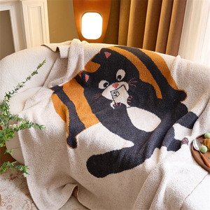 Accepter personnalisé 100% polyester mignon chat Jacquard tricoté couverture pour la décoration de la maison cadeau couverture en microfibre OEKO-TEX <span class=keywords><strong>LGL</strong></span> - Product Image 4