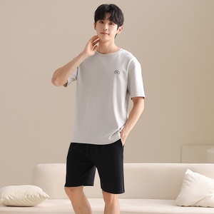 <span class=keywords><strong>Pigiama</strong></span> da <span class=keywords><strong>uomo</strong></span> Sweethoney 100% cotone, <span class=keywords><strong>pigiama</strong></span> <span class=keywords><strong>estivo</strong></span> tinta unita morbido a maniche corte con pantaloncini - Product Image 3