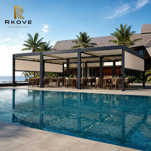 Pérgola independiente RKOVE RK-C3 de 6x8m con múltiples compartimentos, toldo de lujo para comedor junto a la piscina de resort con 2 pantallas ZIP y LED para resorts globales - Product Image 1