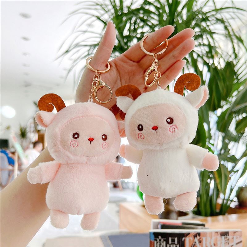 Kawaii Goat Plush Keychains Toys Cute Mini Sheep Stuffed Animal