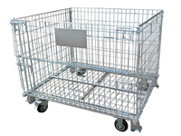 Chariot à plateau plat en métal durable, silencieux, pliable, pour le transport de conteneurs, cage en treillis métallique
