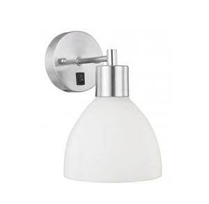 Round Linen off White Color Fabric Lampshade Wall <b>Lamp</b> with Chrome or Brushed Nickel Finished for <b>Bedside</b> Reading <b>Lamp</b> - Product Image 4