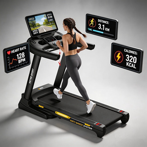 Tapis de course électrique intelligent pliable avec écran HD et <span class=keywords><strong>coach</strong></span> virtuel, machine de course anti-choc pour entraînement cardio à <span class=keywords><strong>domicile</strong></span> - Product Image 1