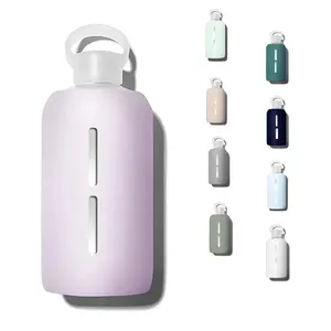 16oz 500ml Glass Water Bottle Removable With Silicone Sleeve