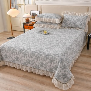 <span class=keywords><strong>Copriletto</strong></span> floreale trapuntato per letto matrimoniale con Ruffled <span class=keywords><strong>grigio</strong></span> originale in lino con stampa retrò <span class=keywords><strong>copriletto</strong></span> trapuntato - Product Image 5