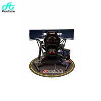 Plateforme de mouvement 6 DOF pour simulateur de course VR commercial en intérieur |   Jeu de voiture 9D à mouvement complet sur 3 écrans, construction en fer, version anglaise