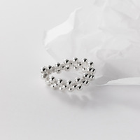 Großhandel S925 Sterling Silber Elastischer Verstellbarer Ring Dreischichtiger Silberperlen-Ring als Geschenk
