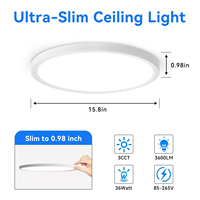 Lámpara de Techo LED Redonda Plana de 9, 12 y 16 Pulgadas, con Certificación ETL Energy Star, 18W 24W, Delgada, Regulable, de Montaje Empotrado