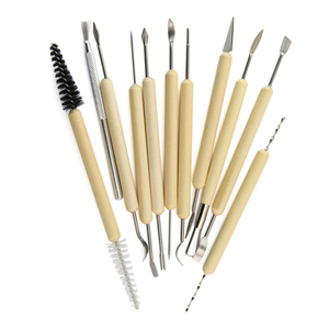 Set di strumenti professionali <span class=keywords><strong>per</strong></span> scultura da 11 pezzi strumenti in ceramica con manici in <span class=keywords><strong>legno</strong></span> fai-da-te - Product Image 2
