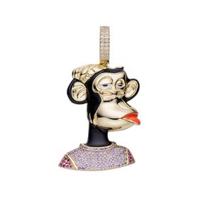 Collier avec pendentif en diamant zircon 5A Hip Hop Iced Out en argent 925 plaqué or et rhodium Metaverse <span class=keywords><strong>NFT</strong></span> Monkey <span class=keywords><strong>Ape</strong></span> Style - Product Image 3