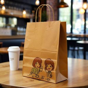 Meat Pie <b>Paper</b> Bag for Restaurant Custom Yellow <b>Paper</b> Bags to Go With Logo for Pizza Restaurant - Product Image 6