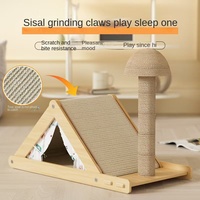Griffoir triangulaire en sisal pour chat, résistant à l'usure, anti-griffures, style simple, avec nid à miettes et repose-pieds vertical intégré