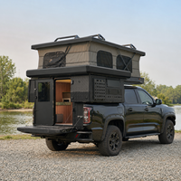 QC Overland 4x4 Mini Tente de Toit Pliable Légère Imperméable Capacité 4 Personnes Plancher en Bois pour Camping et Voyage en Plein Air