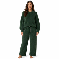 Ensemble pull décontracté en maille unie pour femme, chaud et douillet pour l'hiver, broderie, coupe ample, tissu épais anti-plis, logo personnalisé