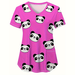 Hauts d'uniformes médicaux imprimés pour femmes, thème Noël, 100 % coton, pour infirmières - Product Image 6