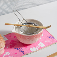 Ensemble de 4 à 7 pièces d'accessoires pour matcha, style fraise rose, fouet en bambou, bol en céramique, kit de fouet à matcha pour la cérémonie