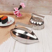 Haojingyi CH050 – Moule à sushi en acier inoxydable, motifs citrouille, papaye et fleur de prunier, style japonais, forme bateau, compatible lave-vaisselle, pour riz à sushi DIY