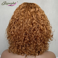 Perruques en cheveux humains naturels, haute densité, effet cheveux bouclés, super double drawn, franges luxueuses, pour femmes.
