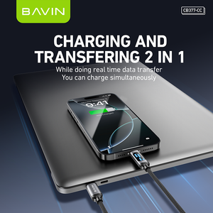 BAVIN CB377 CC 60W nylon tipo C teléfono móvil carga rápida transferencia de datos USB C <span class=keywords><strong>cable</strong></span> con LED - Product Image 6