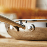 Set Wajan Penggorengan Logam Stainless Steel Multi Ukuran dengan Gagang Panjang, Kompatibel dengan Induksi, Peralatan Masak Dapur